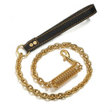 Gold Silver Stainless Steel Dog Traction Rope Explosion-proof Pet Dog Chain Anti-bite Leash for Large Dogs Pitbull Doberman