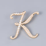 English Letters A K D Pearl Brooches Gold Cardigan Skirt Lapel Pins Female Corsage Luxury Jewelry Gifts for Women Accessories