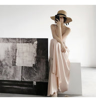 Casual Satin Flare Maxi Wide Leg Pants Women High Waist Solid Thin Loose Chiffon Trousers Summer  Skirt Pants