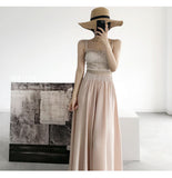 Casual Satin Flare Maxi Wide Leg Pants Women High Waist Solid Thin Loose Chiffon Trousers Summer  Skirt Pants