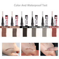 5 Colors Eyebrow Pen Waterproof 4 Fork Tip Eyebrow Tattoo Pencil Cosmetic Long Lasting Natural Dark Brown Liquid Eye Brow Pencil