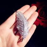 Luxury Brooches For Women Feather Cubic Zirconia Fine Jewelry Romantic Pin Accessories Simple High Quality Boutonniere