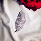 Luxury Brooches For Women Feather Cubic Zirconia Fine Jewelry Romantic Pin Accessories Simple High Quality Boutonniere