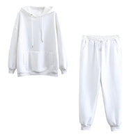Autumn Winter Women thick fleece 100% cotton suit 2 pieces sets hoodies sweatshirt and pants suits