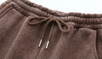 Autumn Winter Women thick fleece 100% cotton suit 2 pieces sets hoodies sweatshirt and pants suits