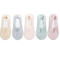 5 Pairs Fashion Women Girls Summer Socks Style Lace Flower Short Sock Antiskid Invisible Ankle Socks  7 colors