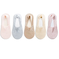 5 Pairs Fashion Women Girls Summer Socks Style Lace Flower Short Sock Antiskid Invisible Ankle Socks  7 colors