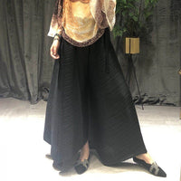 pleated straight pants for famale  new large size elastic waist pleated wide leg pants women