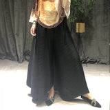 pleated straight pants for famale  new large size elastic waist pleated wide leg pants women