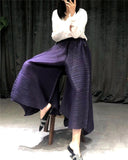 pleated straight pants for famale  new large size elastic waist pleated wide leg pants women
