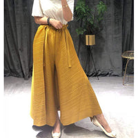 pleated straight pants for famale  new large size elastic waist pleated wide leg pants women