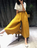 pleated straight pants for famale  new large size elastic waist pleated wide leg pants women