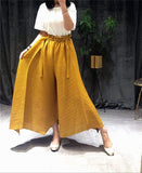 pleated straight pants for famale  new large size elastic waist pleated wide leg pants women
