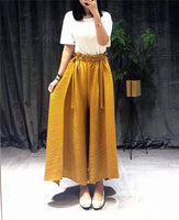 pleated straight pants for famale  new large size elastic waist pleated wide leg pants women
