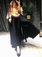pleated straight pants for famale  new large size elastic waist pleated wide leg pants women