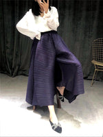 pleated straight pants for famale  new large size elastic waist pleated wide leg pants women