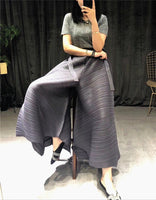 pleated straight pants for famale  new large size elastic waist pleated wide leg pants women