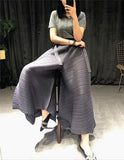 pleated straight pants for famale  new large size elastic waist pleated wide leg pants women