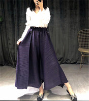 pleated straight pants for famale  new large size elastic waist pleated wide leg pants women