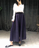 pleated straight pants for famale  new large size elastic waist pleated wide leg pants women