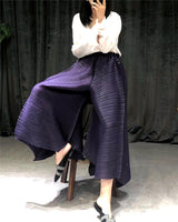 pleated straight pants for famale  new large size elastic waist pleated wide leg pants women