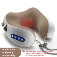 Electric Neck Massager U shaped Pillow Multifunctional Portable Shoulder Cervical Massager Outdoor Home Car Relaxing Massage