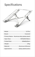 COOLCOLD Laptop Stand Height Adjustable Aluminum Laptop Riser Holder Portable Ergonomic Notebook to 17 inch for MacBook Air Pro