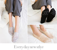 5 Pairs Fashion Women Girls Summer Socks Style Lace Flower Short Sock Antiskid Invisible Ankle Socks  7 colors