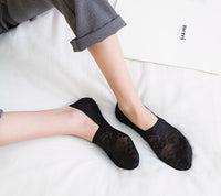 5 Pairs Fashion Women Girls Summer Socks Style Lace Flower Short Sock Antiskid Invisible Ankle Socks  7 colors
