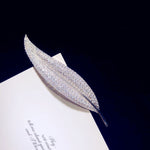 Brooches For Women Cubic Zirconia Super Flash Cubic Zirconia Leaf Brooch Corsage Feather Pin Cardigan Shawl Buckle Fine Jewelry