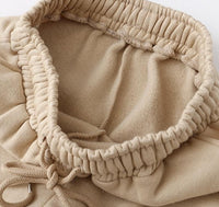 Autumn Winter Women thick fleece 100% cotton suit 2 pieces sets hoodies sweatshirt and pants suits