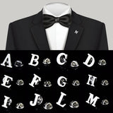 A to Z 26 Letters Pin Silver Color Fashion English Symbol Design Men's Suit Collar Lapel Brooch Pin Party Jewelry