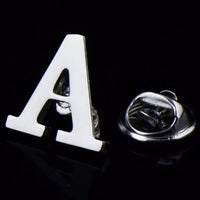 A to Z 26 Letters Pin Silver Color Fashion English Symbol Design Men's Suit Collar Lapel Brooch Pin Party Jewelry