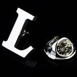 A to Z 26 Letters Pin Silver Color Fashion English Symbol Design Men's Suit Collar Lapel Brooch Pin Party Jewelry