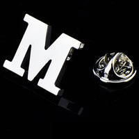 A to Z 26 Letters Pin Silver Color Fashion English Symbol Design Men's Suit Collar Lapel Brooch Pin Party Jewelry