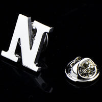 A to Z 26 Letters Pin Silver Color Fashion English Symbol Design Men's Suit Collar Lapel Brooch Pin Party Jewelry