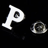 A to Z 26 Letters Pin Silver Color Fashion English Symbol Design Men's Suit Collar Lapel Brooch Pin Party Jewelry