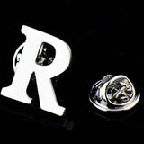 A to Z 26 Letters Pin Silver Color Fashion English Symbol Design Men's Suit Collar Lapel Brooch Pin Party Jewelry