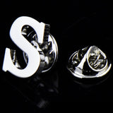 A to Z 26 Letters Pin Silver Color Fashion English Symbol Design Men's Suit Collar Lapel Brooch Pin Party Jewelry