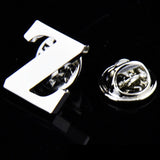 A to Z 26 Letters Pin Silver Color Fashion English Symbol Design Men's Suit Collar Lapel Brooch Pin Party Jewelry