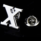 A to Z 26 Letters Pin Silver Color Fashion English Symbol Design Men's Suit Collar Lapel Brooch Pin Party Jewelry