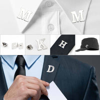A to Z 26 Letters Pin Silver Color Fashion English Symbol Design Men's Suit Collar Lapel Brooch Pin Party Jewelry