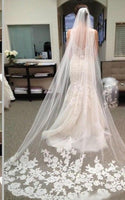 3M 5M One Layer Lace Edge White Ivory Catherdal Wedding Veil Long Bridal Veil  Wedding