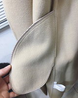 Real Fur Coat Winter Jacket Women Natural Fox Fur Collar Cashmere Wool Blends Long Outerwear Belt Ladies Streetwear