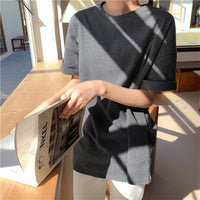 Spring Summer Women 6 Colors T-shirt  Casual Long Sleeve Loose Bottoming Solid Female Basic Thick Tops
