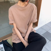 Spring Summer Women 6 Colors T-shirt  Casual Long Sleeve Loose Bottoming Solid Female Basic Thick Tops