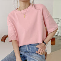 Spring Summer Women 6 Colors T-shirt  Casual Long Sleeve Loose Bottoming Solid Female Basic Thick Tops