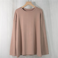 Spring Summer Women 6 Colors T-shirt  Casual Long Sleeve Loose Bottoming Solid Female Basic Thick Tops