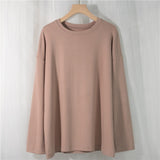 Spring Summer Women 6 Colors T-shirt  Casual Long Sleeve Loose Bottoming Solid Female Basic Thick Tops
