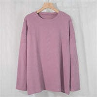 Spring Summer Women 6 Colors T-shirt  Casual Long Sleeve Loose Bottoming Solid Female Basic Thick Tops